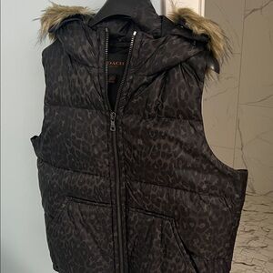 Coach Black Animal Print Puffer Vest